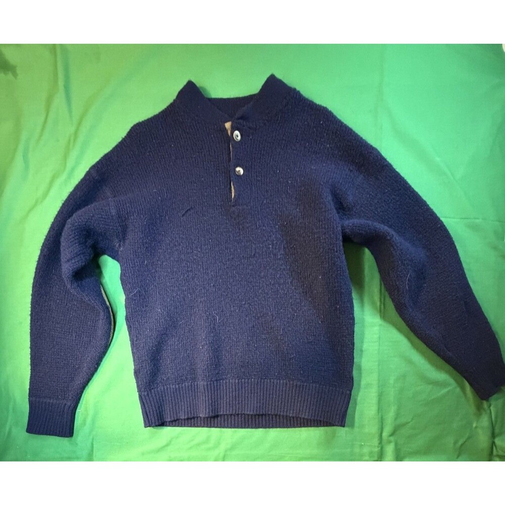 Vintage Pendleton Elbow Patch Sweater Men's Large 100% Virgin Wool Blue
